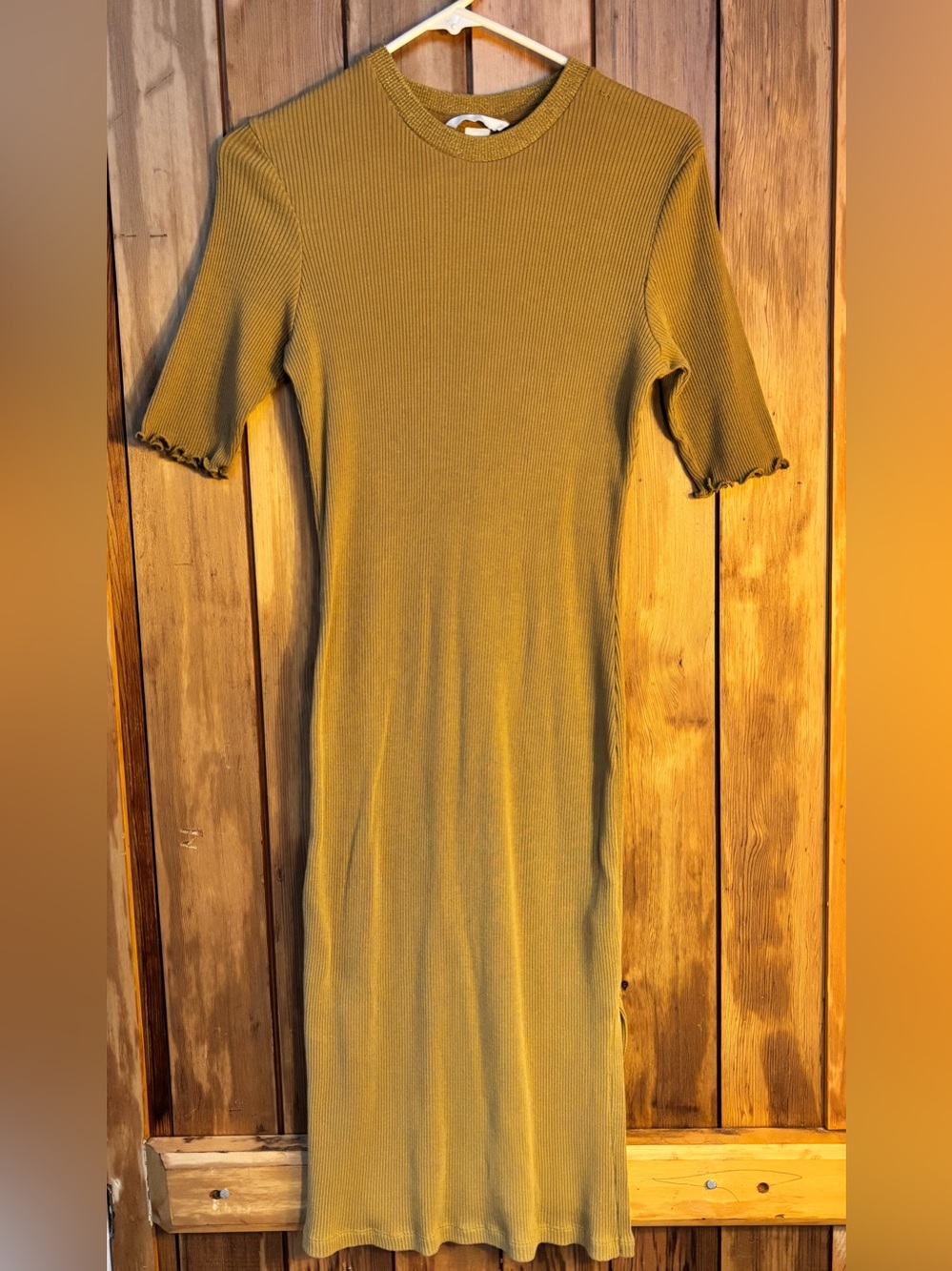 H&M Ribbed Midi Dress in Mustard size L